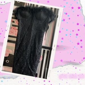 FURRY TOP LACE DRESS